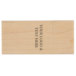 White Personalized – Your Logo & Text Here Wood Flash Drive