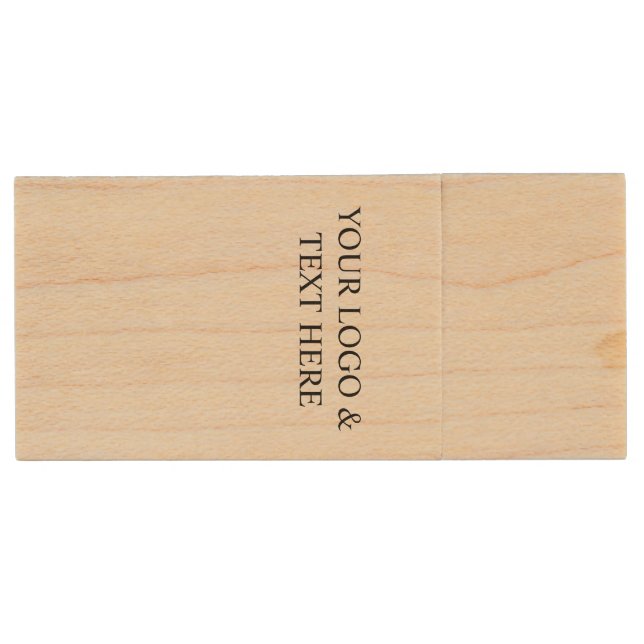 White Personalized – Your Logo & Text Here Wood Flash Drive (Front)