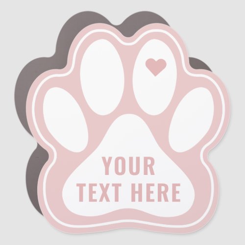 White Pet Paw Print with Outline Car Magnet