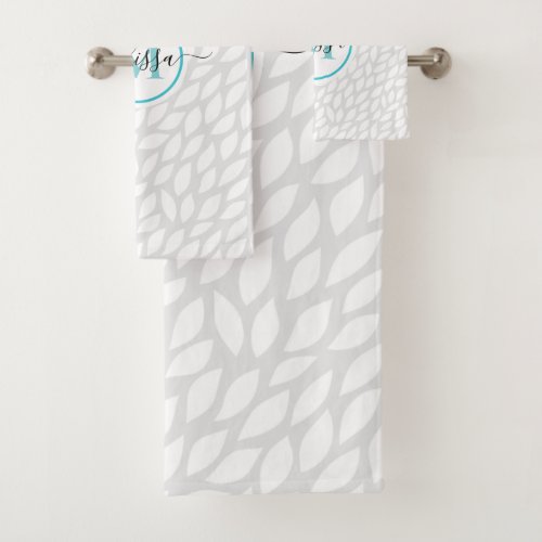 white petal monogram bath towel set