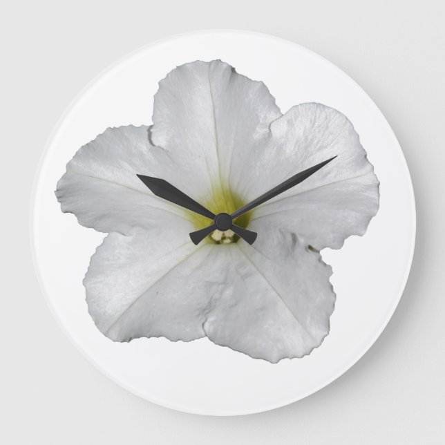 White Petunia Flower Floral Christmas Decor Cute Large Clock (Front)