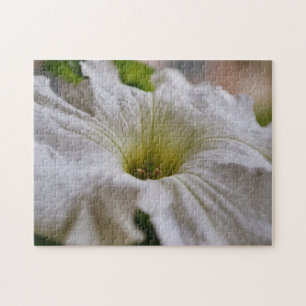White Petunia Flower Macro Close Up Puzzle