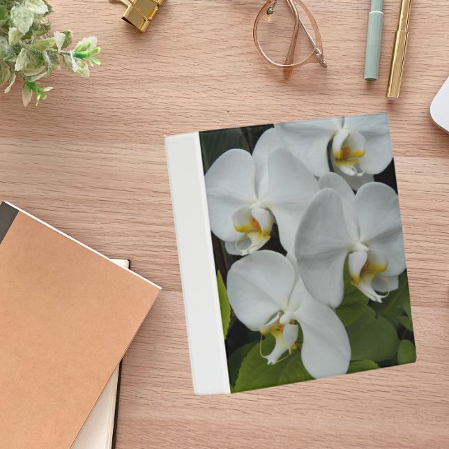 White Phalaenopsis Orchids Floral Mini Binder (In Situ)