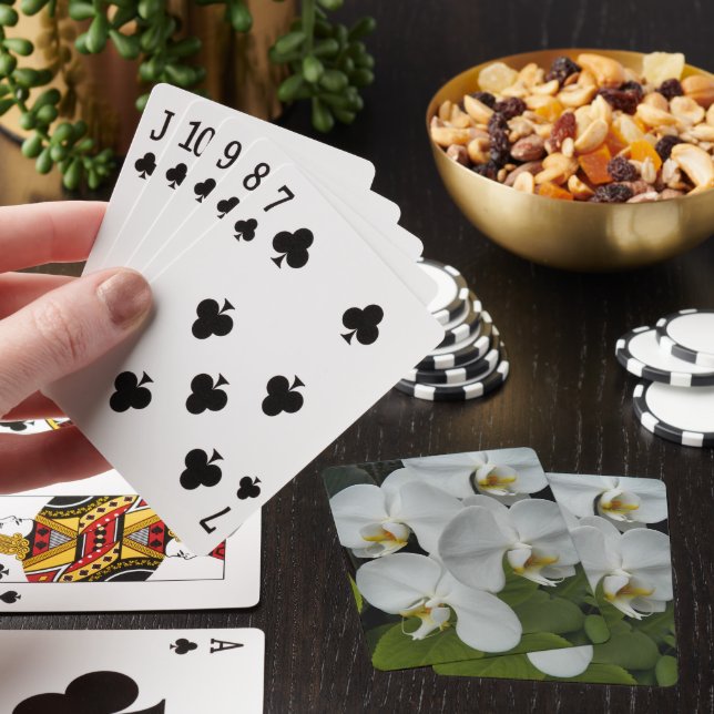 White Phalaenopsis Orchids Floral Poker Cards (In Situ)