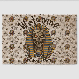 🤍 White Pharaoh Mummy Doormat 🎃👑 Fiber Doormat
