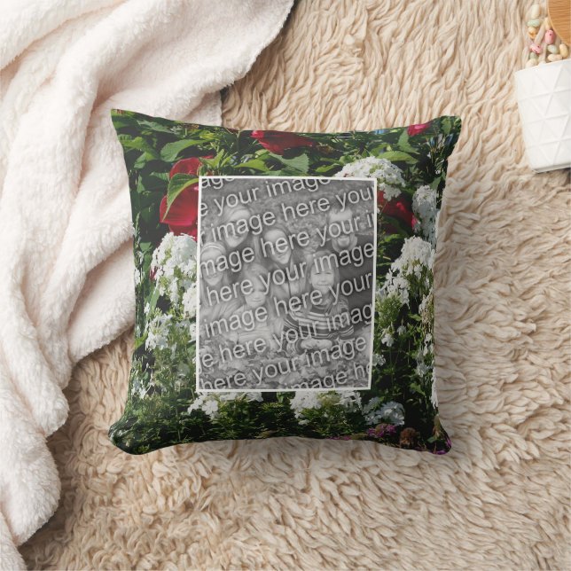 White Phlox Flower Garden Create Your Own Photo Throw Pillow (Blanket)