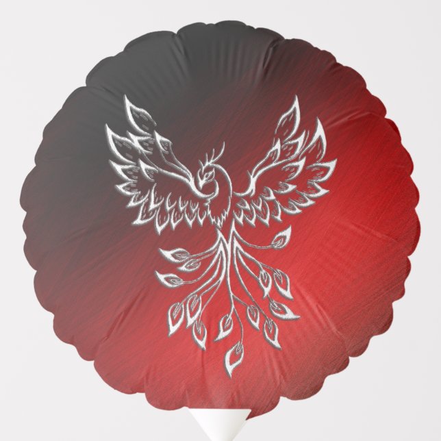 White Phoenix Rises Red n Black Ashes Balloon (Front)