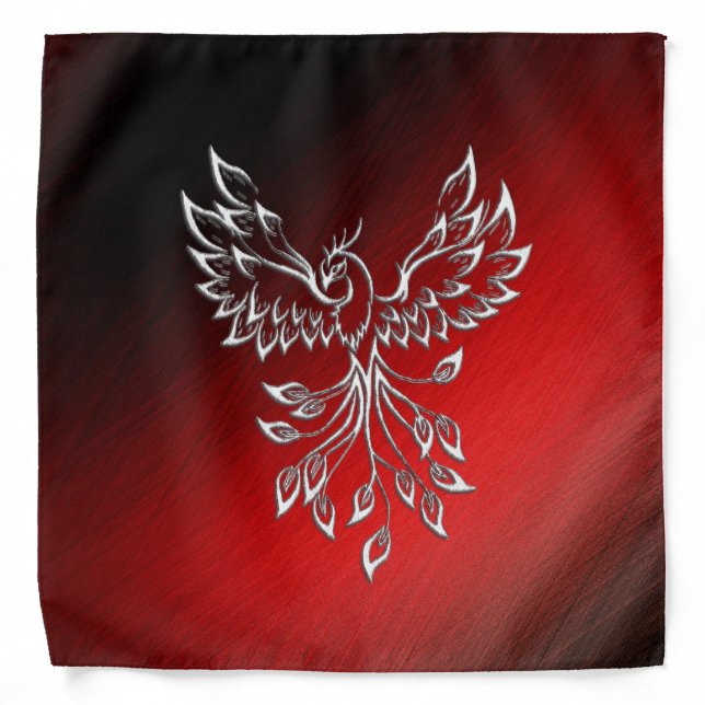 White Phoenix Rises Red n Black Ashes Bandana (Front)
