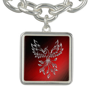 White Phoenix Rises Red n Black Ashes Bracelet