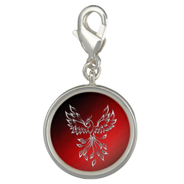 White Phoenix Rises Red n Black Ashes Charm (Front)