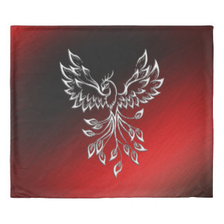 White Phoenix Rises Red n Black Ashes Duvet Cover