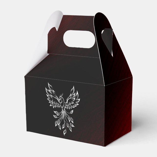 White Phoenix Rises Red n Black Ashes Favor Boxes (Front Side)