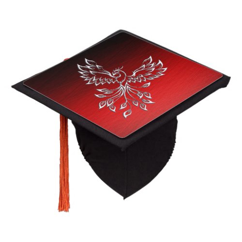 White Phoenix Rises Red n Black Ashes Graduation Cap Topper