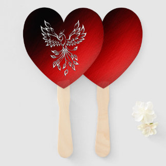 White Phoenix Rises Red n Black Ashes Hand Fan