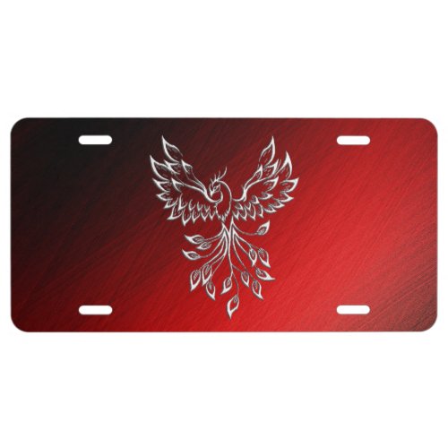 White Phoenix Rises Red n Black Ashes License Plate