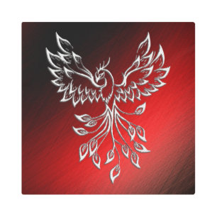 White Phoenix Rises Red n Black Ashes Metal Print