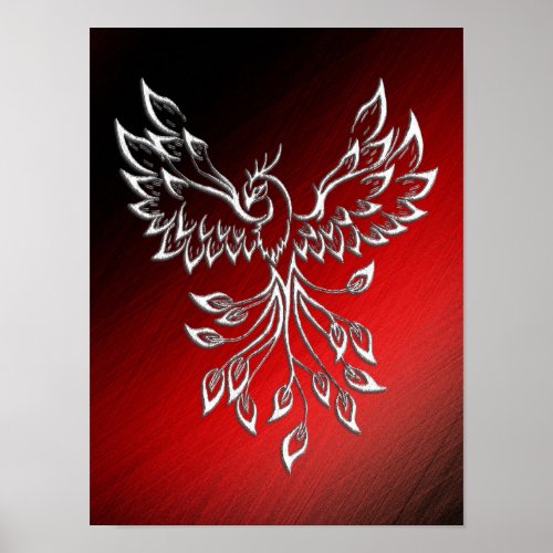 White Phoenix Rises Red n Black Ashes Poster