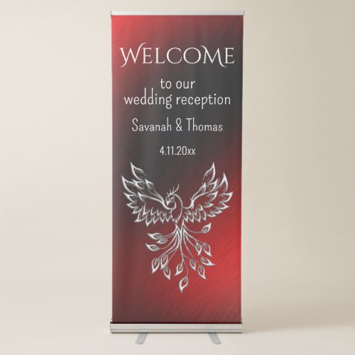 White Phoenix Rises Red n Black Ashes Retractable Banner