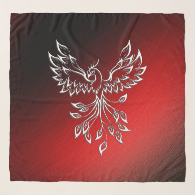 White Phoenix Rises Red n Black Ashes Scarf (Front)
