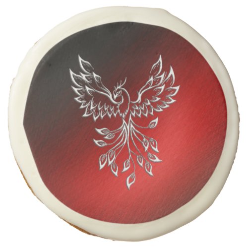 White Phoenix Rises Red n Black Ashes Sugar Cookie