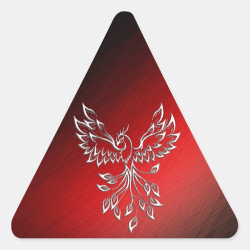 White Phoenix Rises Red n Black Ashes Triangle Sticker