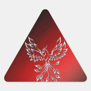White Phoenix Rises Red n Black Ashes Triangle Sticker