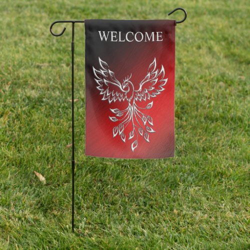 White Phoenix Rises Red n Black Ashes Welcome Garden Flag