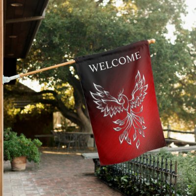 White Phoenix Rises Red n Black Ashes Welcome