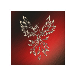 White Phoenix Rises Red n Black Ashes Wood Wall Art