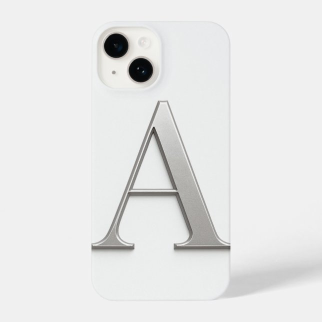White Phone Case with Silver Letter Trendy (Back)