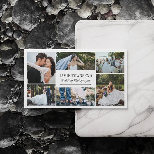 White Photo Collage Professional Photographer Business Card