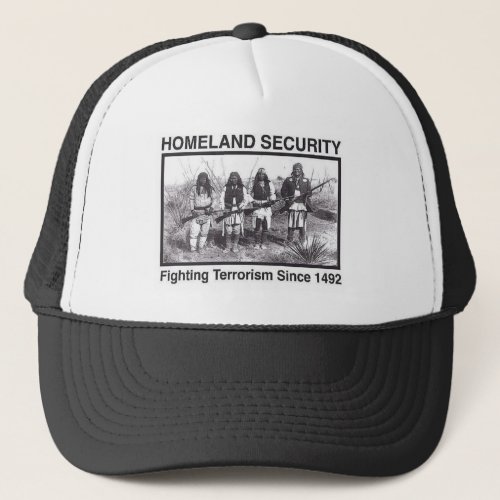 White Photo Indian Homeland Security Trucker Hat