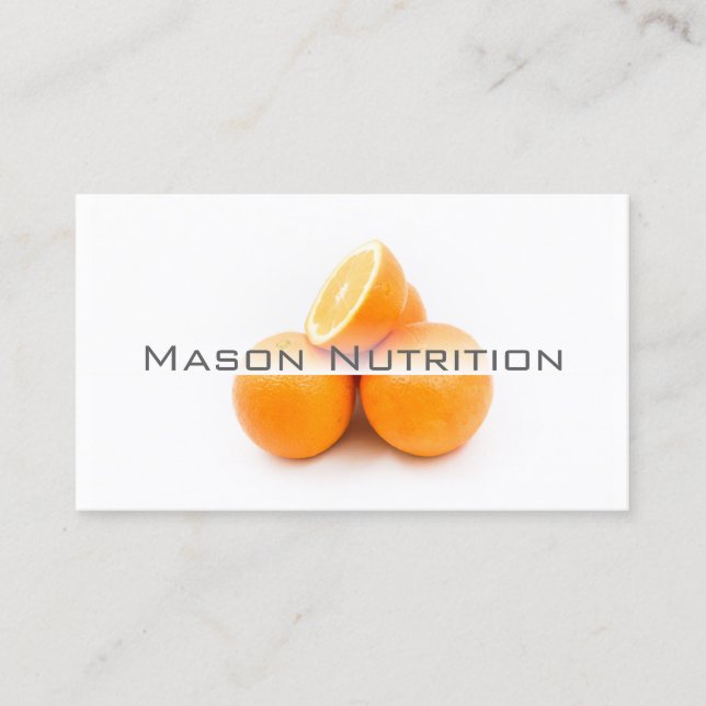 White Photo of Oranges Business Card (Front)