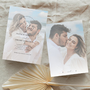 White Photo Overlay 2 Faded Pictures Wedding Invitation