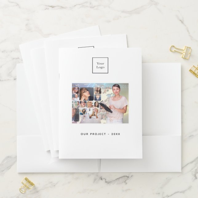 White photo QR code logo business Pocket Folder (In Situ)