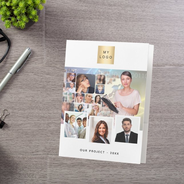 White photo QR code logo business Pocket Folder (Creator Uploaded)