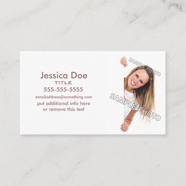 White Photo Template Business Card (Front)