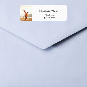 White photo wedding script return address  label