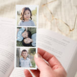White Photobooth Filmstrip Minimalist Photo Gift Bookmarks<br><div class="desc">This modern minimalist photo bookmark features a white background with three square photos on the front and three square photos on the back. You can keep the front and back the same (as shown) or customize it with six unique photos. This simple yet chic bookmark makes a lovely gift for...</div>