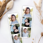White Photobooth Filmstrip Minimalist Photo Gift Bookmarks<br><div class="desc">This modern minimalist photo bookmark features a white background with three square photos on the front and three square photos on the back. You can keep the front and back the same (as shown) or customize it with six unique photos. This simple yet chic bookmark makes a lovely gift for...</div>
