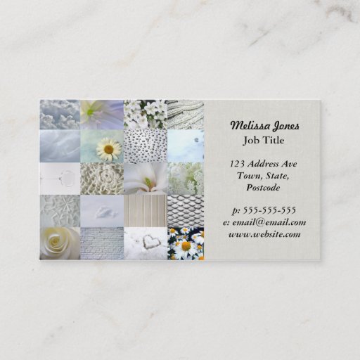 Customizable White photography collage business card template