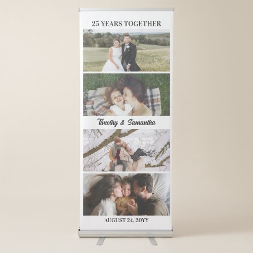 White Photos 25 Years Together Wedding Anniversary Retractable Banner