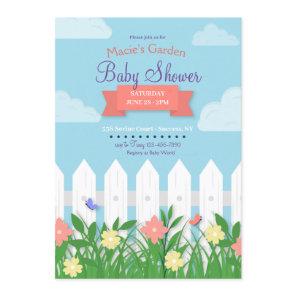 White Picket Fence Garden Baby Shower Invitation
