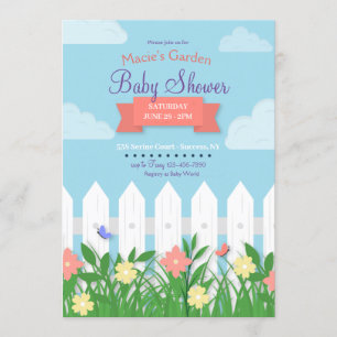 White Picket Fence Garden Baby Shower Invitation