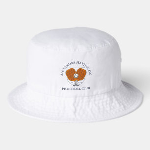 White Pickleball Club Player Team Girls Women Bucket Hat