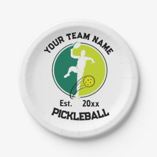 White Pickleball Club Team Player Pickler Custom Paper Plates