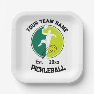 White Pickleball Club Team Player Pickler Custom Paper Plates