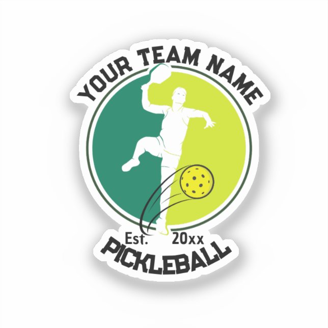 White Pickleball Club Team Player Pickler Custom Sticker (Front)