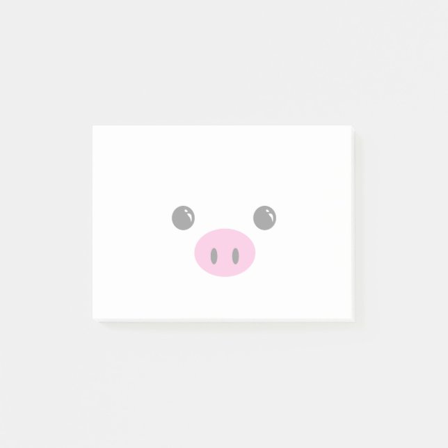 White Piglet Cute Animal Face Design Post-it Notes (Front)