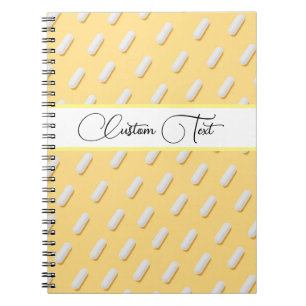 White Pills Pattern Bright Fun Yellow Medical Notebook